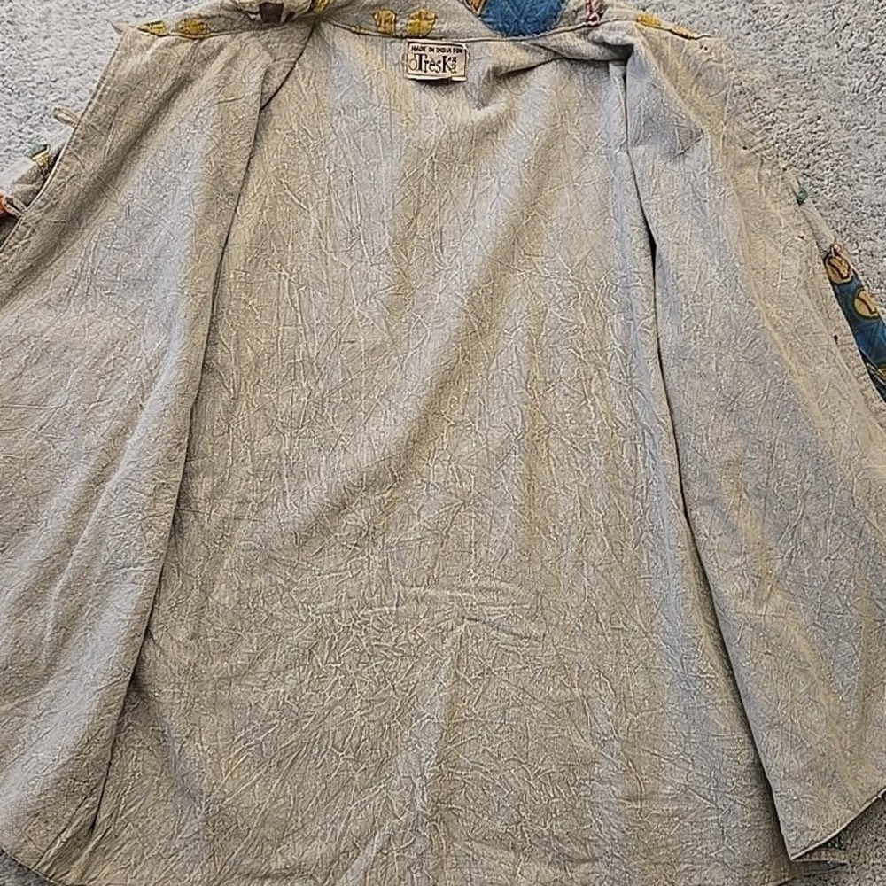 VTG TRESKA Elephant Patchwork Jacket Shirt Lagenlook Art to Wear One Size - Picture 8 of 9
